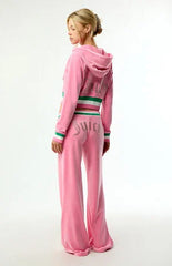 Juicy Couture Pink Velour Contrast Waist Baggy Track Pants