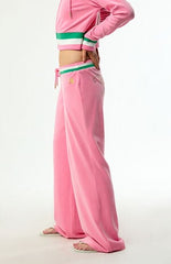 Juicy Couture Pink Velour Contrast Waist Baggy Track Pants