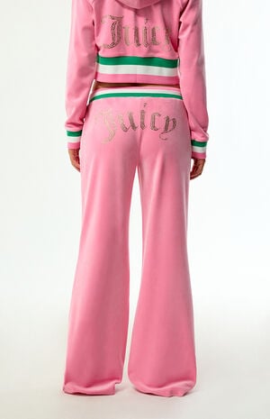 Juicy Couture Pink Velour Contrast Waist Baggy Track Pants