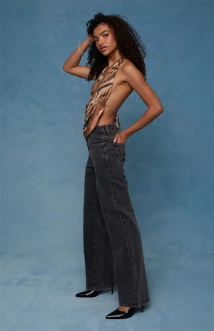 Pacsun Madison High Waisted Girlfriend Jeans Washed Black