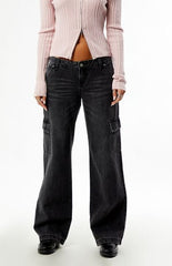 Pacsun Zoe Low Rise Jeans Cargo Washed Black
