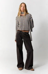Pacsun Kaia Ultimate Low Rise Baggy Jeans Contrast Stitch Faded Black