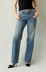 Pacsun Jordyn Low Rise Straight Leg Jeans Medium Blue Tinted