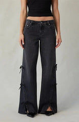 Pacsun Casey Low Rise Baggy Jeans Bow Ties Black