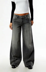 Pacsun Casey Low Rise Baggy Jeans Button Pocket Gray