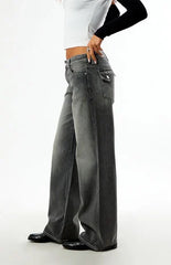 Pacsun Casey Low Rise Baggy Jeans Button Pocket Gray
