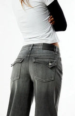 Pacsun Casey Low Rise Baggy Jeans Button Pocket Gray