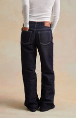 RARE DNM EDIT Dark Blue Metallic Contrast Stitch Low Rise Baggy Jeans