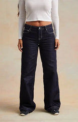 RARE DNM EDIT Dark Blue Metallic Contrast Stitch Low Rise Baggy Jeans