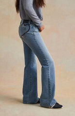 RARE DNM EDIT Light Blue Lock Embroidered Chain Low Rise Bootcut Jeans