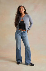 RARE DNM EDIT Light Blue Lock Embroidered Chain Low Rise Bootcut Jeans
