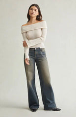 Pacsun Casey Low Rise Baggy Jeans Rhinestone Chain Tinted Blue