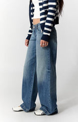 Pacsun Kaia Ultimate Low Rise Baggy Jeans Stitch Medium Blue