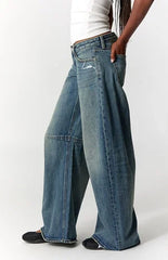Pacsun Ronnie Ultimate Low Rise Barrel Jeans Ripped Medium Blue