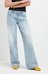 Pacsun Casey Low Rise Baggy Jeans Snap-Button Back Pocket Light Blue