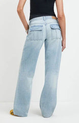 Pacsun Casey Low Rise Baggy Jeans Snap-Button Back Pocket Light Blue