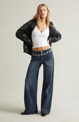 Pacsun Casey Low Rise Baggy Jeans Rhinestone Medium Blue