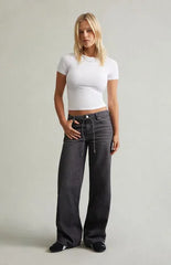 Pacsun Casey Low Rise Baggy Jeans Glitter Drawstring Gray