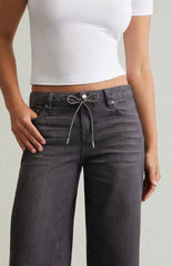 Pacsun Casey Low Rise Baggy Jeans Glitter Drawstring Gray