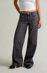 Pacsun Casey Low Rise Baggy Jeans Glitter Drawstring Gray