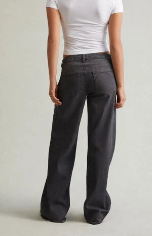 Pacsun Casey Low Rise Baggy Jeans Glitter Drawstring Gray