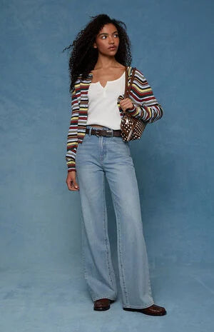Pacsun Madison High Waisted Girlfriend Jeans Light Blue