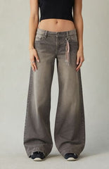 Pacsun Casey Low Rise Baggy Jeans Bungee Cord Keychain Gray