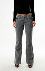 Pacsun Jade Low Rise Bootcut Jeans Button Pocket Gray
