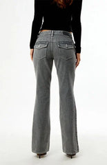 Pacsun Jade Low Rise Bootcut Jeans Button Pocket Gray