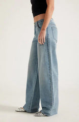 Pacsun Casey Low Rise Baggy Jeans Star Embroidered Light Blue