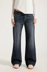 Pacsun Zoe Low Rise Girlfriend Jeans Sparkly Dark Blue