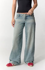 Pacsun Kaia Ultimate Low Rise Baggy Jeans Light Blue Acid Wash