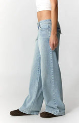 Pacsun Kaia Ultimate Low Rise Baggy Jeans Button Pocket Light Blue
