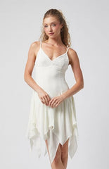 Beverly and Beck Lace Bustier Ruffle Hem Mini Dress