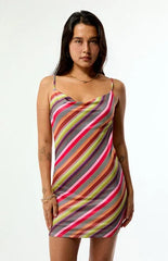 Beverly and Beck Piper Backless Striped Mini Dress