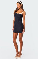 Edikted Pinstripe Bra Detail Mini Dress