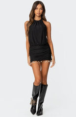Edikted Shellie Fringe Backless Mini Dress