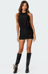 Edikted Shellie Fringe Backless Mini Dress