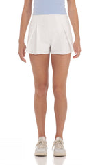 Faux Leather Flare Shorts in White