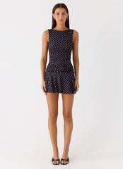 Kelda Mini Dress Black Polkadot