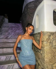 Lauren | Women'S Sequin Glitter Two-Piece Denim Set