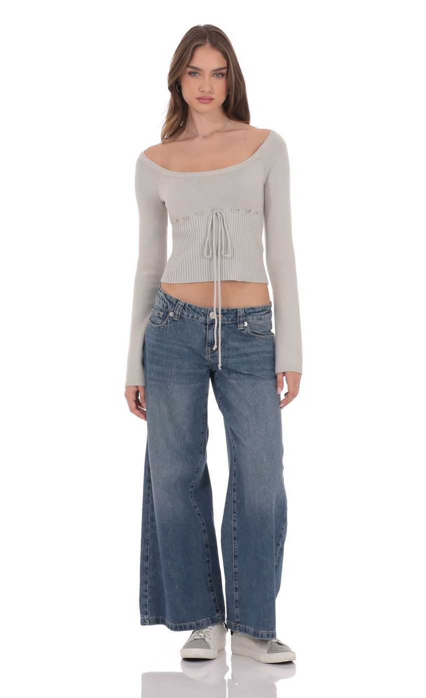 Low Rise Wide Leg Jeans in Blue
