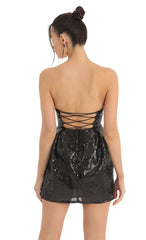 Sequin Corset Dress in Black
