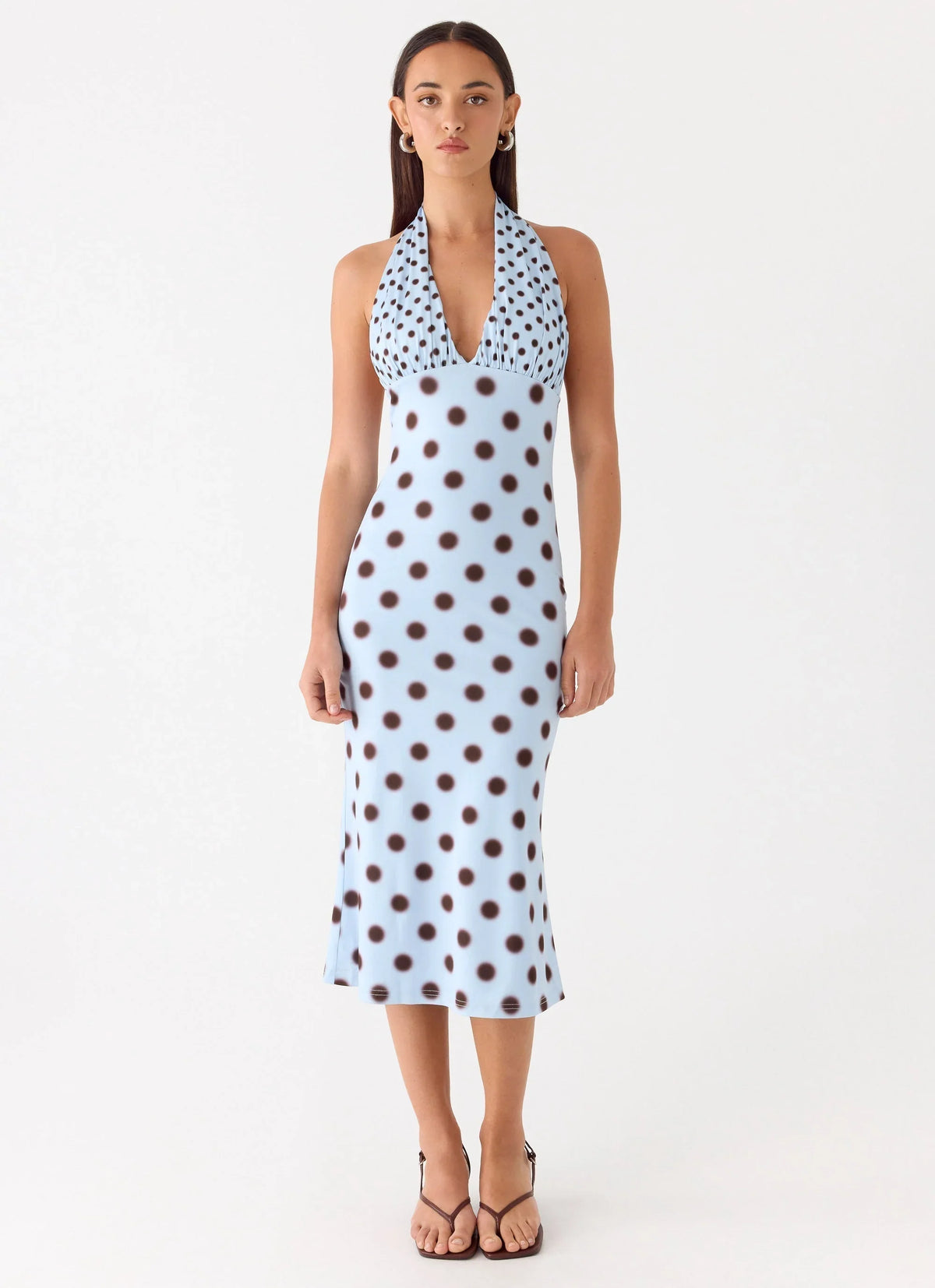 Awuku Midi Dress Blue Mocha Dot