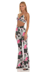 Two Piece Set in Newspapper Print