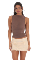 Ruched Lace Skirt in Pastel Peach