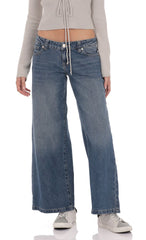 Low Rise Wide Leg Jeans in Blue