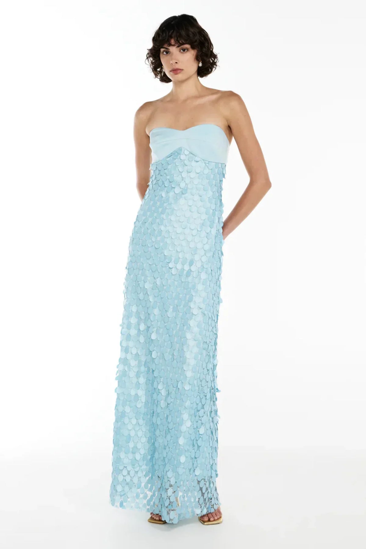 Duttini | Sculpted Petal Texture Strapless Evening Dress