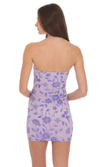 Strapless Sequin Floral Bodycon Dress in Lavender